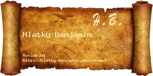 Hlatky Benjámin névjegykártya